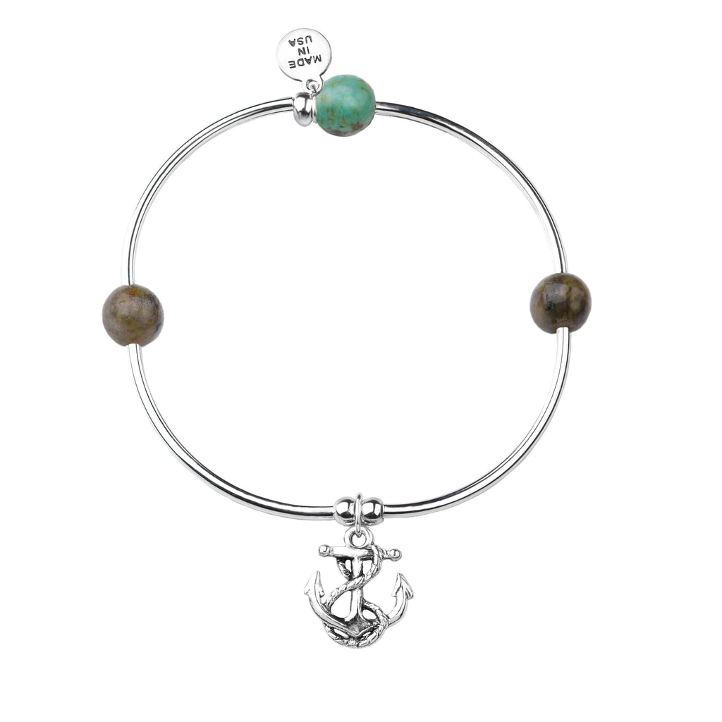 Anchor | Soft Bangle Charm Bracelet | African Turquoise
