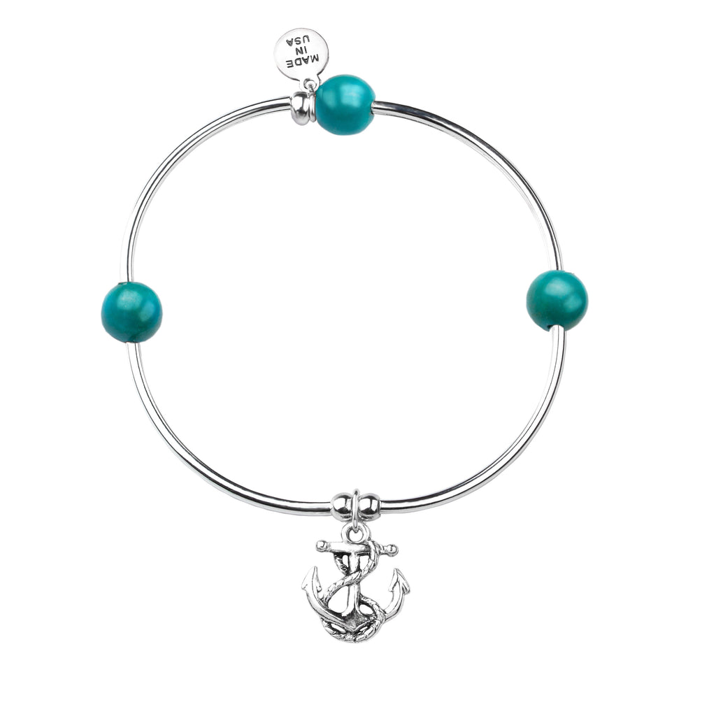 Anchor | Soft Bangle Charm Bracelet | Turquoise