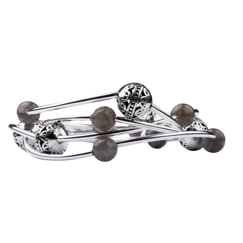 Wrap | Bali Bead | Necklace-Bracelet | Labradorite