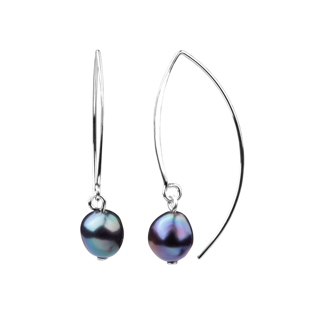 Pearl Earrings-V Wire Large | Peacock