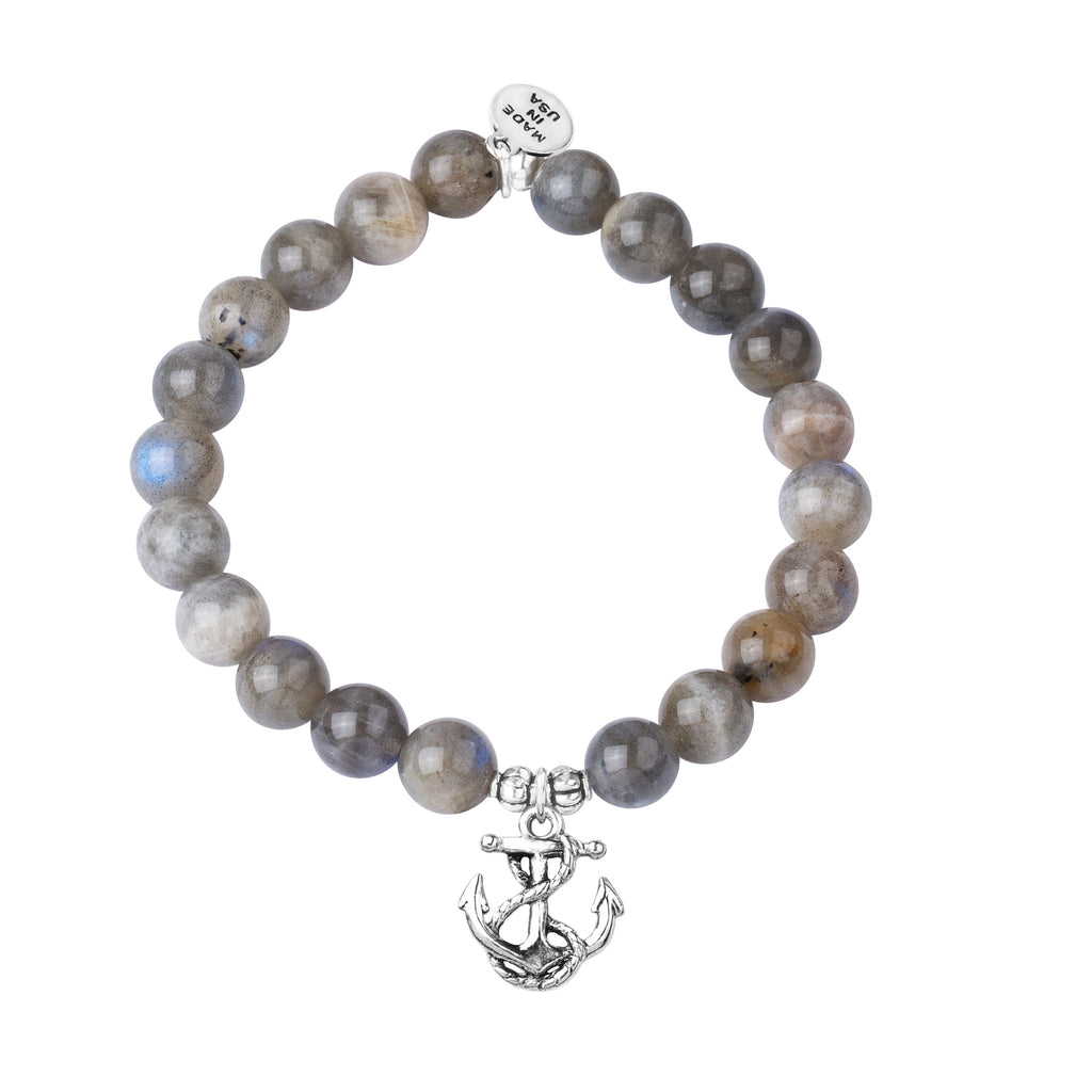 Anchor | Stone Beaded Charm Bracelet | Labradorite