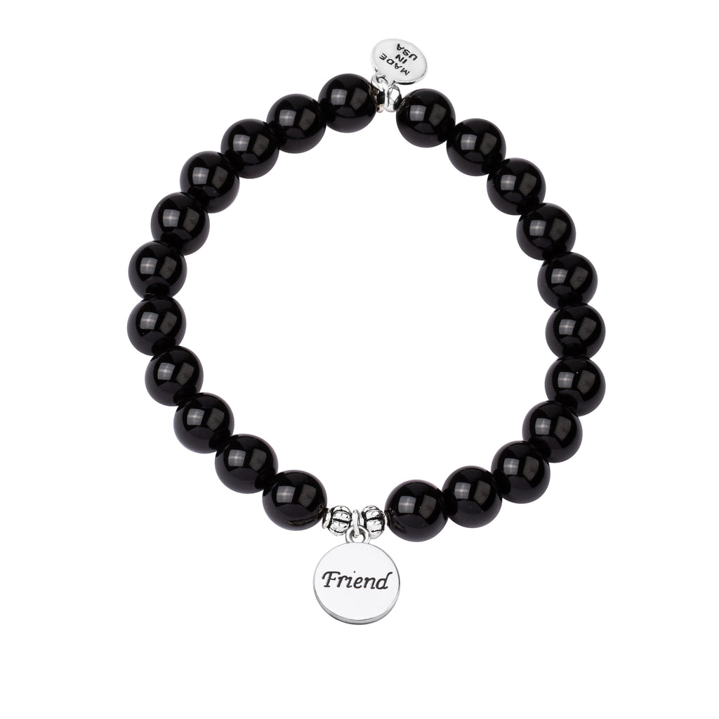 Friend | Stone Beaded Charm Bracelet | Onyx