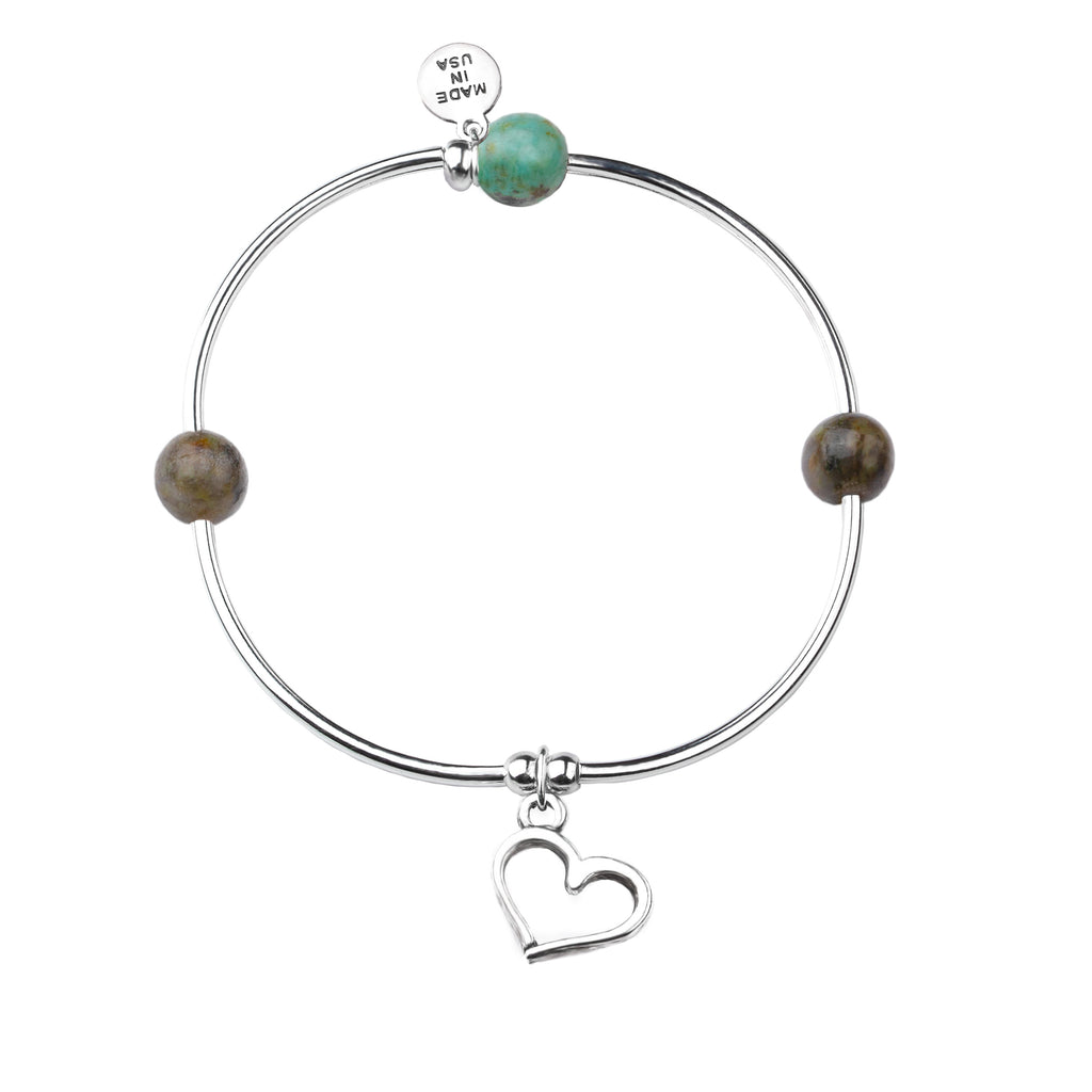 Heart | Soft Bangle Charm Bracelet | African Turquoise