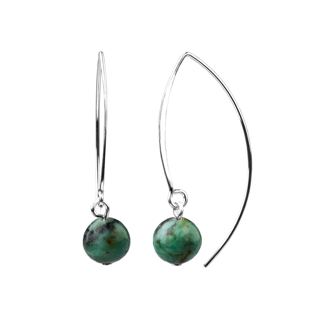 Earring | V Wire - Large  | African Turquoise