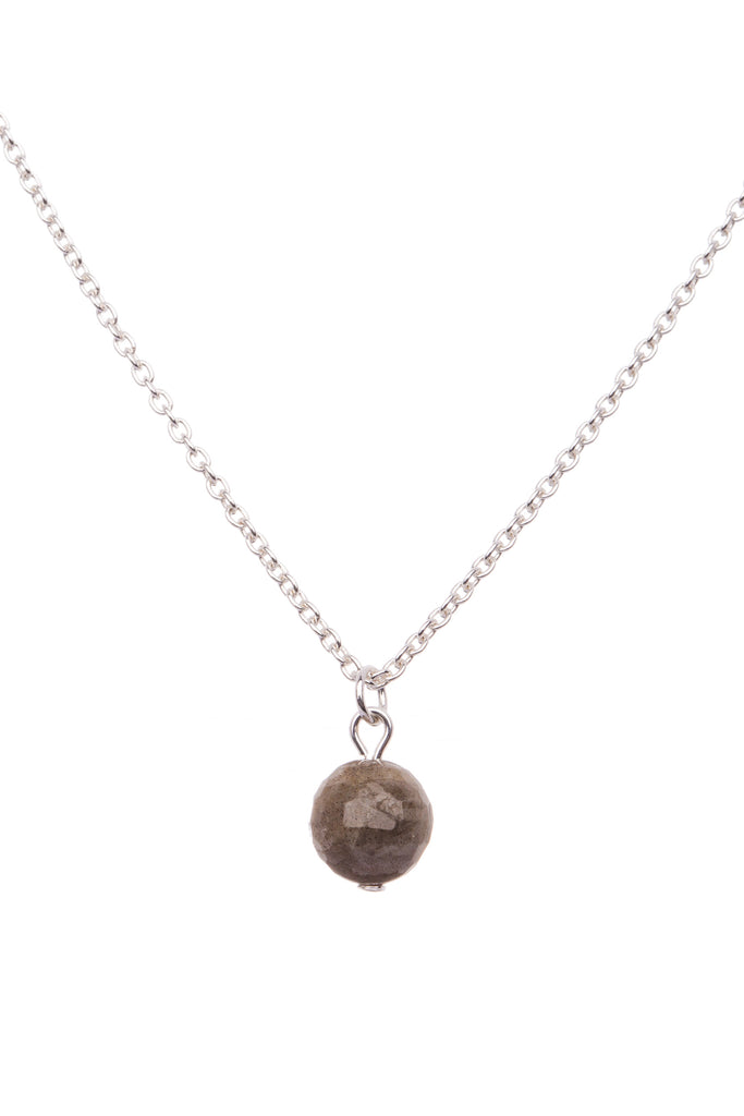 Sterling Silver Single Stone Necklace| Labradorite