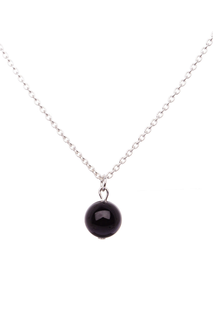 Sterling Silver Single Stone Necklace| Onyx