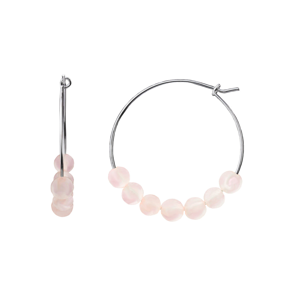 Earring | Stone Hoop | Rose Quartz