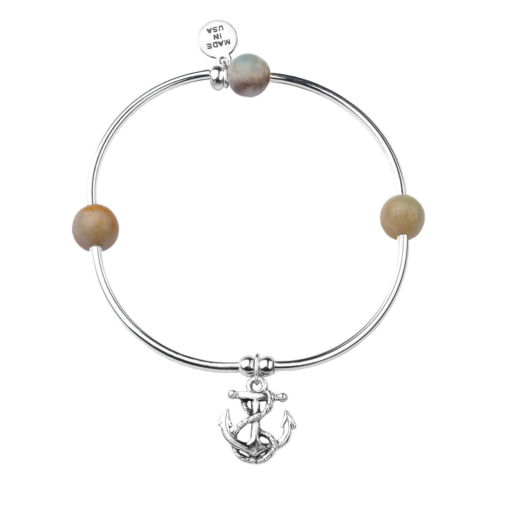 Anchor | Soft Bangle Charm Bracelet | Amazonite