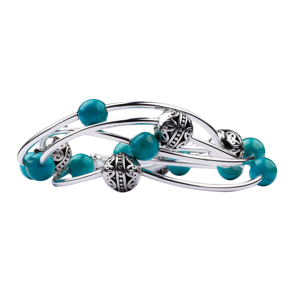 Wrap | Bali Bead | Necklace-Bracelet| Turquoise