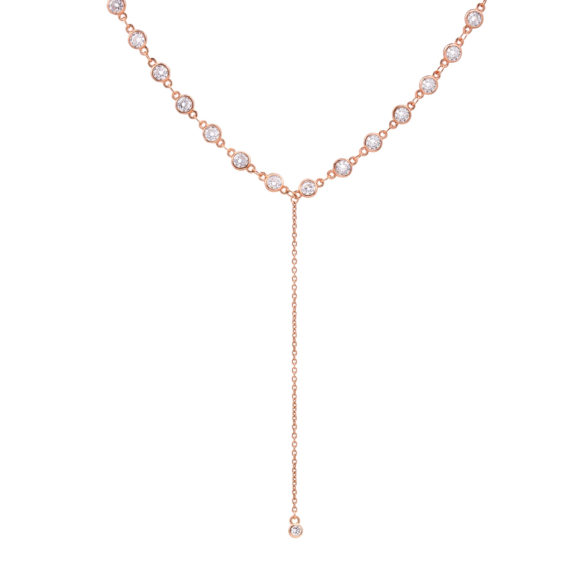 Necklace rose gold K14 with chanel design with five pendants distributed in  the necklace