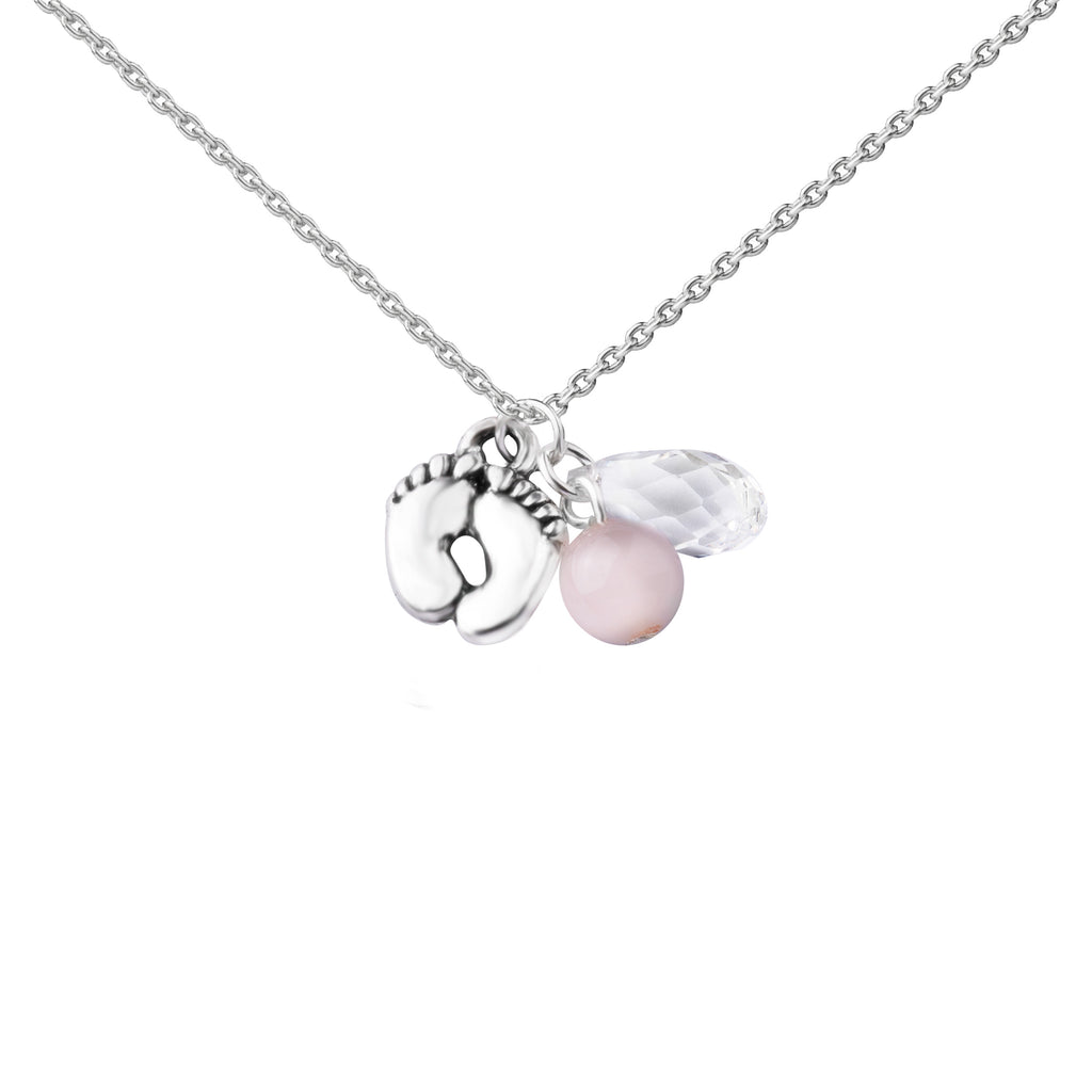 Baby Feet - Pink | Cluster Necklace | Sterling Silver