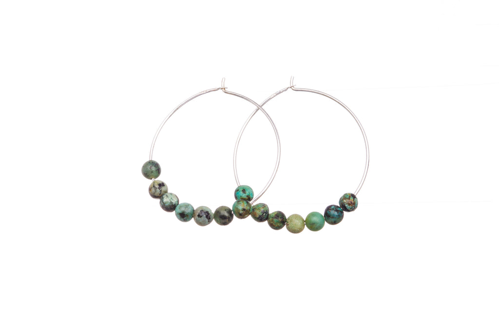 Stone Hoops | Earrings | African Turquoise