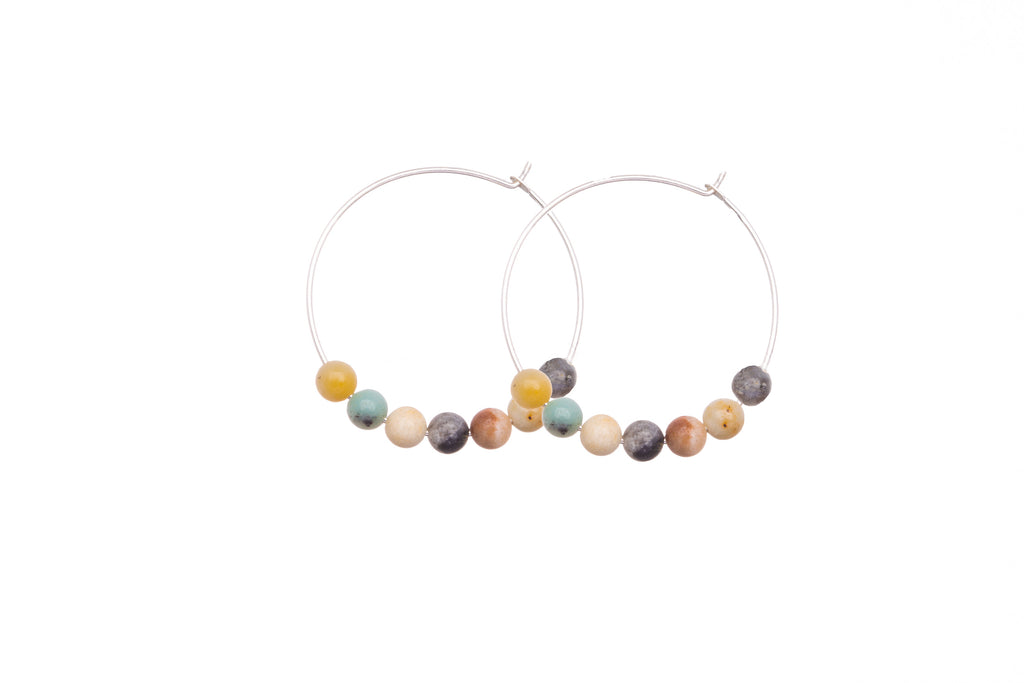 Stone Hoops | Earrings | Amazonite