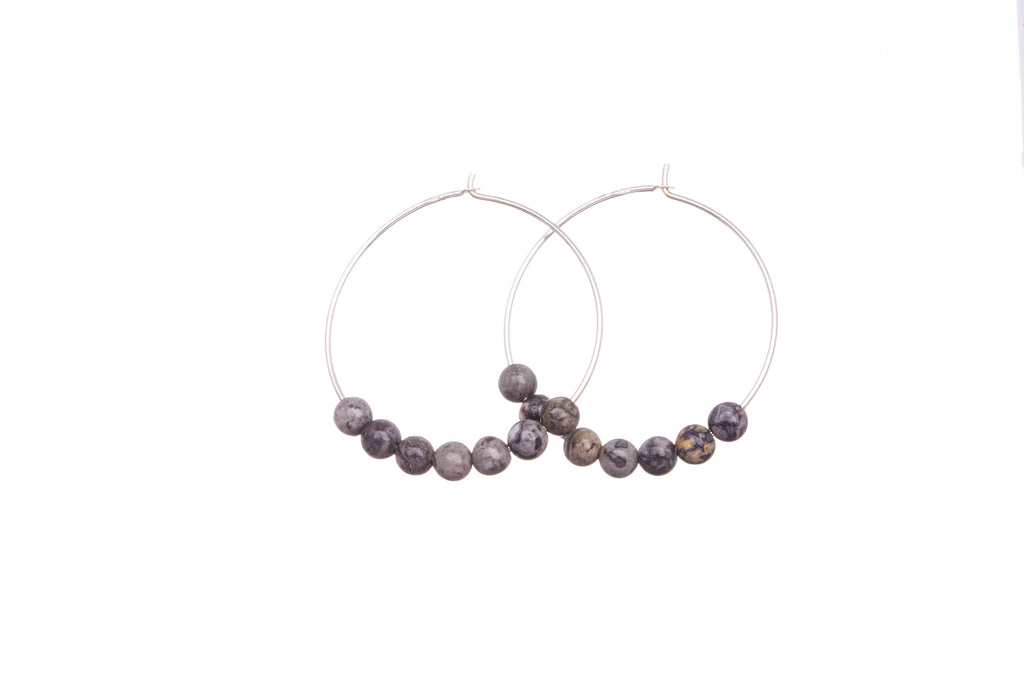 Stone Hoops | Earrings | Labradorite
