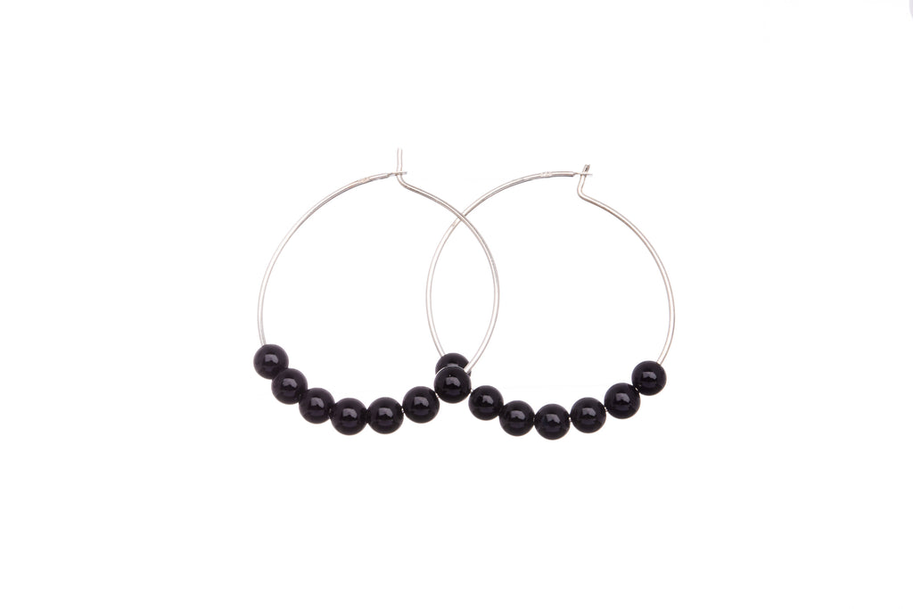 Stone Hoops | Earrings | Onyx