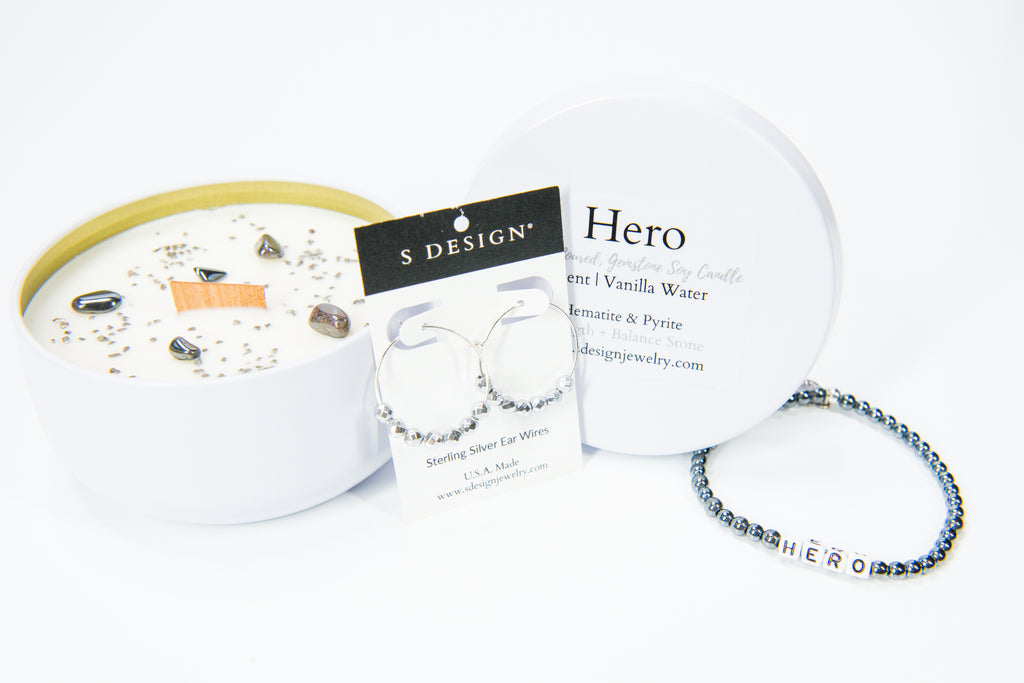 Hero Set - Earring, Bracelet, Candle