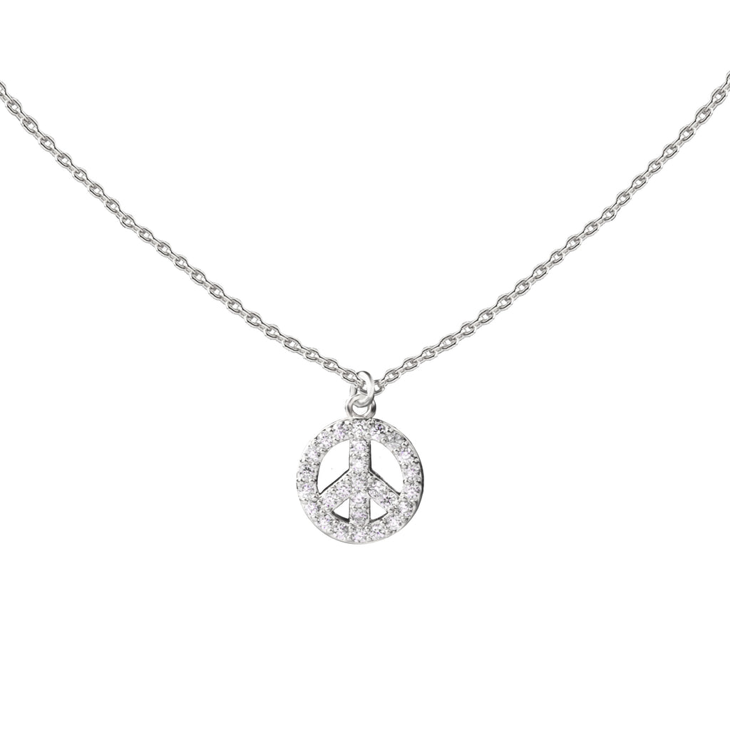 Peace | Little Layer Necklace | Sterling Silver-Pave CZ