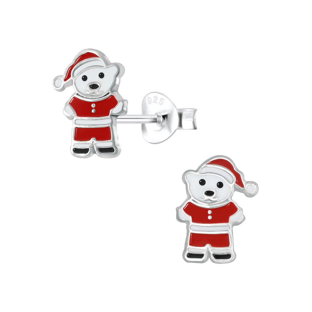 Savvy Kids | Santa Bear Earring-Silver | Sterling Silver