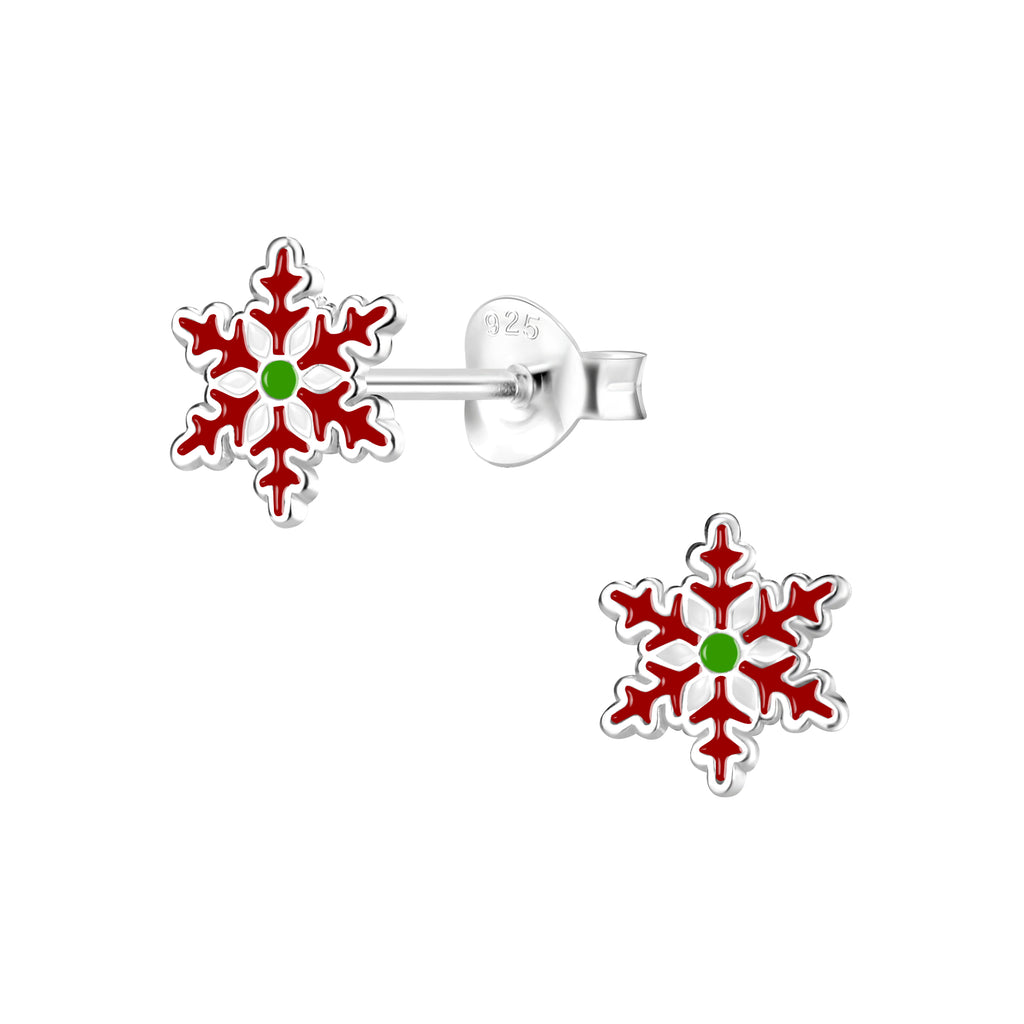 Savvy Kids | Snowflake-Red Earring | Sterling Silver