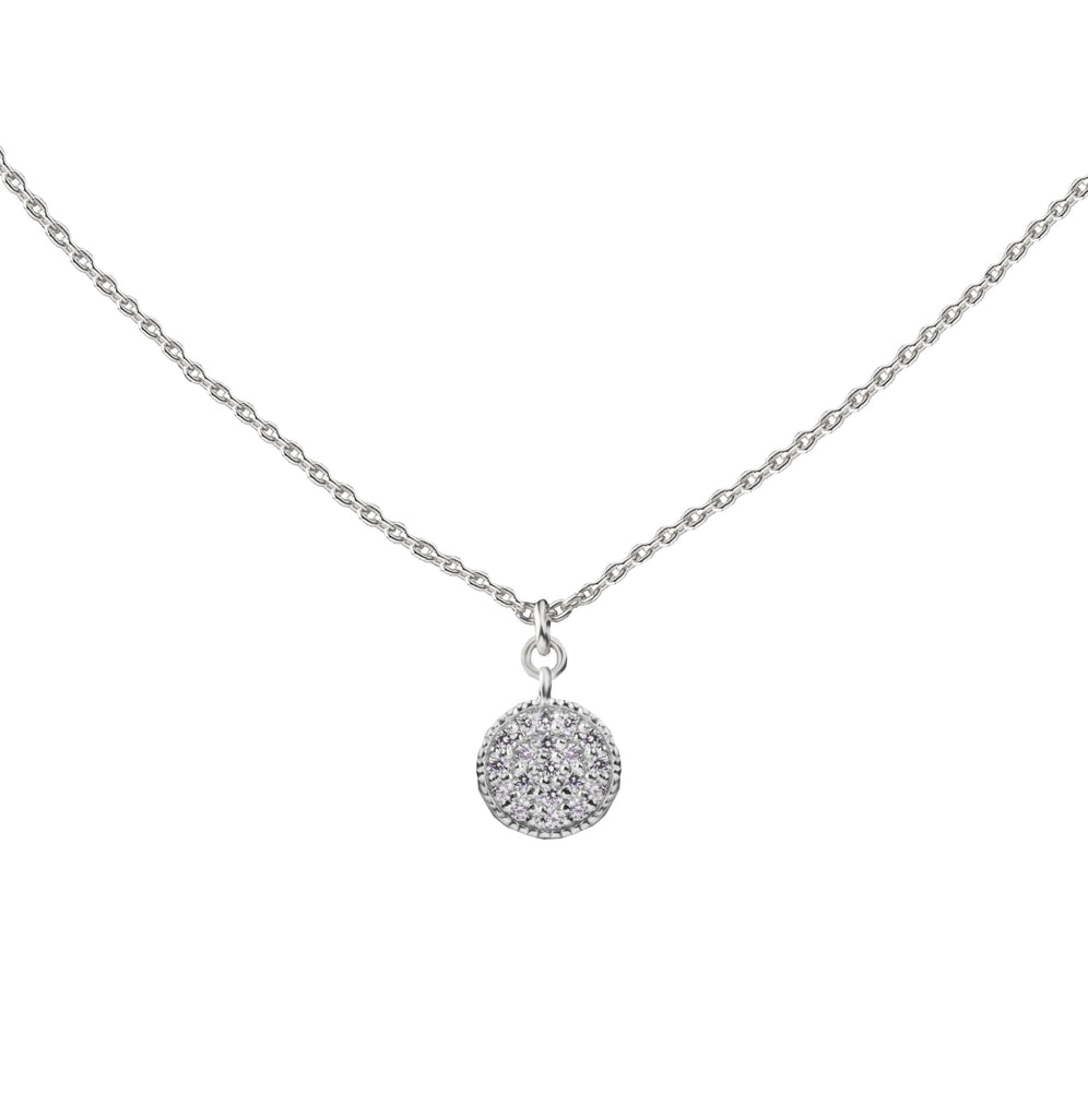 Pave Coin | Little Layer Necklace | Sterling Silver
