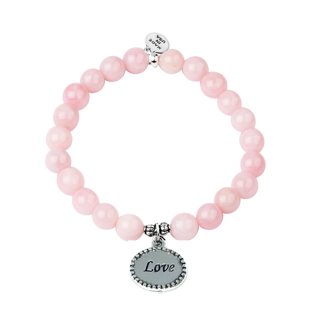 Love | Stone Beaded Charm Bracelet | Rose Quartz