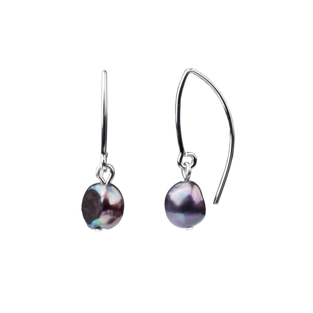 Pearl Earrings-V Wire Small | Peacock