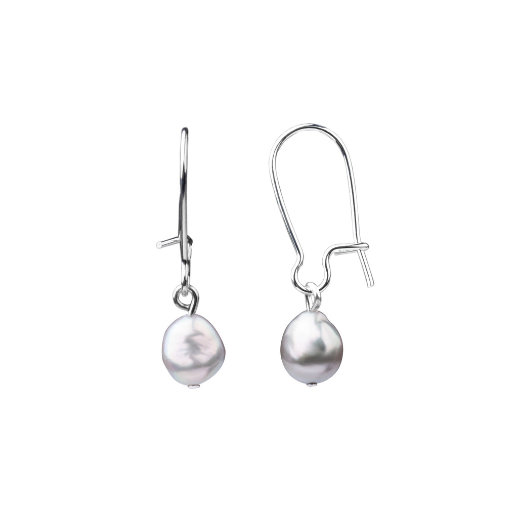 Pearl Earrings-Kidney Wire Small | Grey