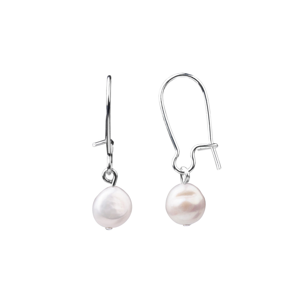 Pearl Earrings-Kidney Wire Small | White