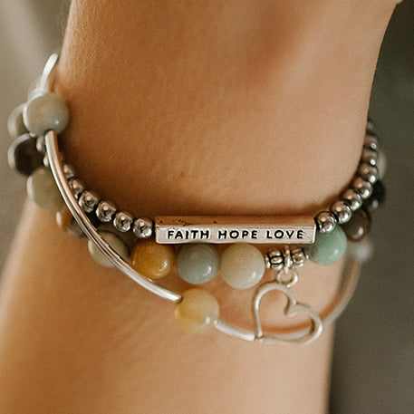 Love | Stone Beaded Charm Bracelet | Lt. Amethyst - Inspiration