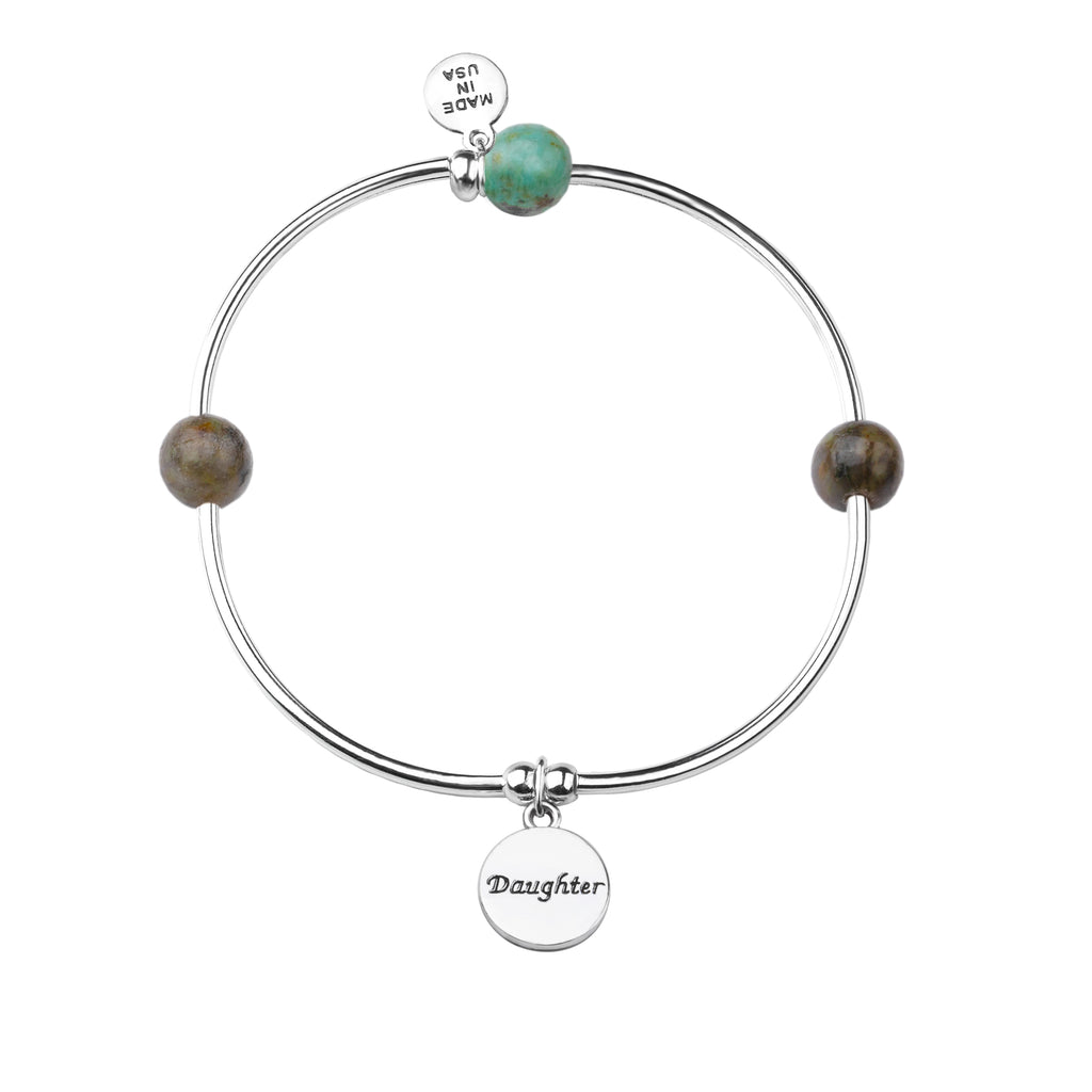 Daughter | Soft Bangle Charm Bracelet | African Turquoise