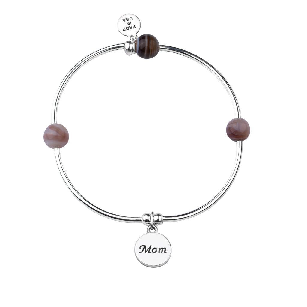 Mom | Soft Bangle Charm Bracelet | Botswana