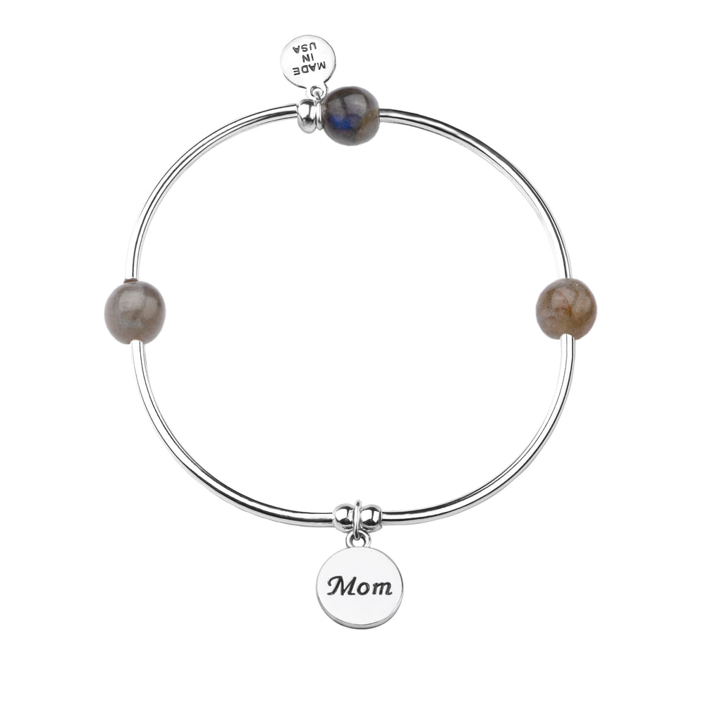 Mom | Soft Bangle Charm Bracelet | Labradorite