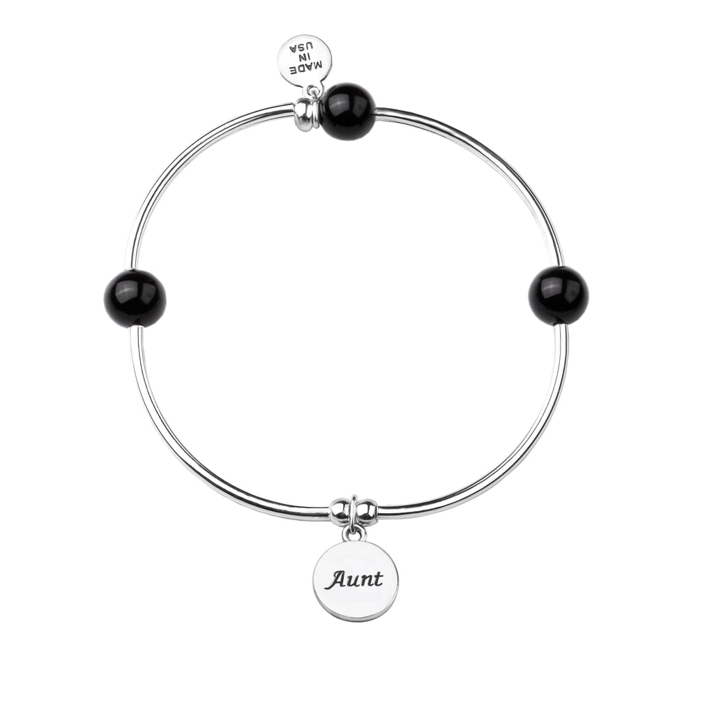 Aunt | Soft Bangle Charm Bracelet | Onyx