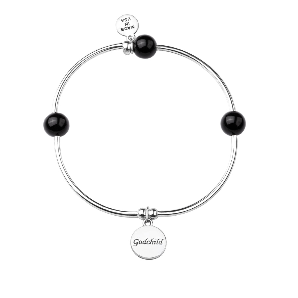 Godchild | Soft Bangle Charm Bracelet | Onyx