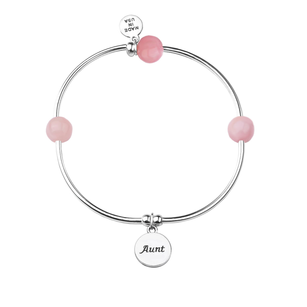 Aunt | Soft Bangle Charm Bracelet | Rose Quartz