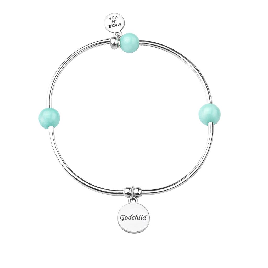 Godchild | Soft Bangle Charm Bracelet | Tiffany Blue Agate
