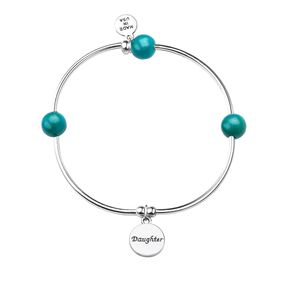 Daughter | Soft Bangle Charm Bracelet | Turquoise