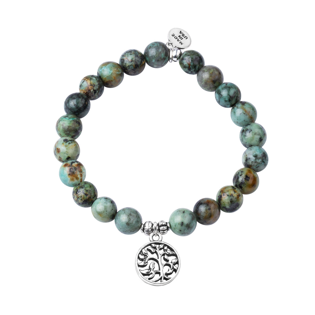 Tree of Life | Stone Beaded Charm Bracelet | African Turquoise