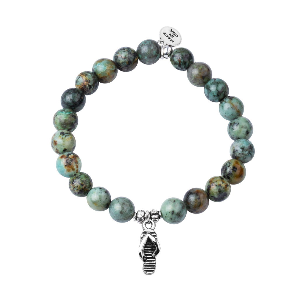 Flip Flop | Stone Beaded Charm Bracelet | African Turquoise - Prosperity