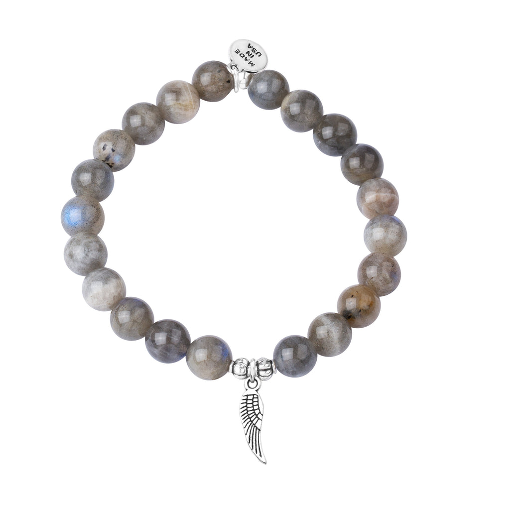 Angel Wing | Stone Beaded Charm Bracelet | Labradorite