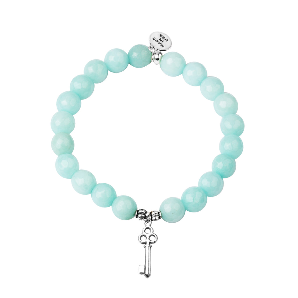Key | Stone Beaded Charm Bracelet | Tiffany Blue Agate