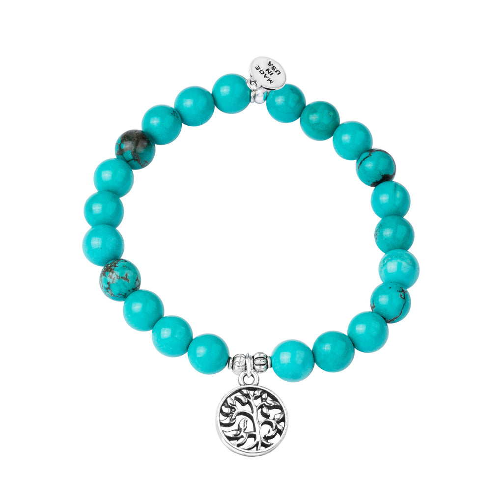 Tree of Life | Stone Beaded Charm Bracelet | Turquoise