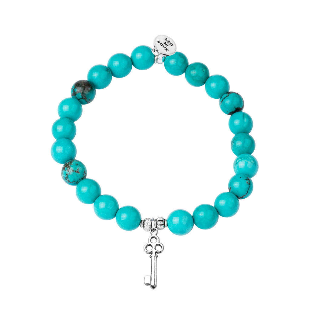 Key | Stone Beaded Charm Bracelet | Turquoise