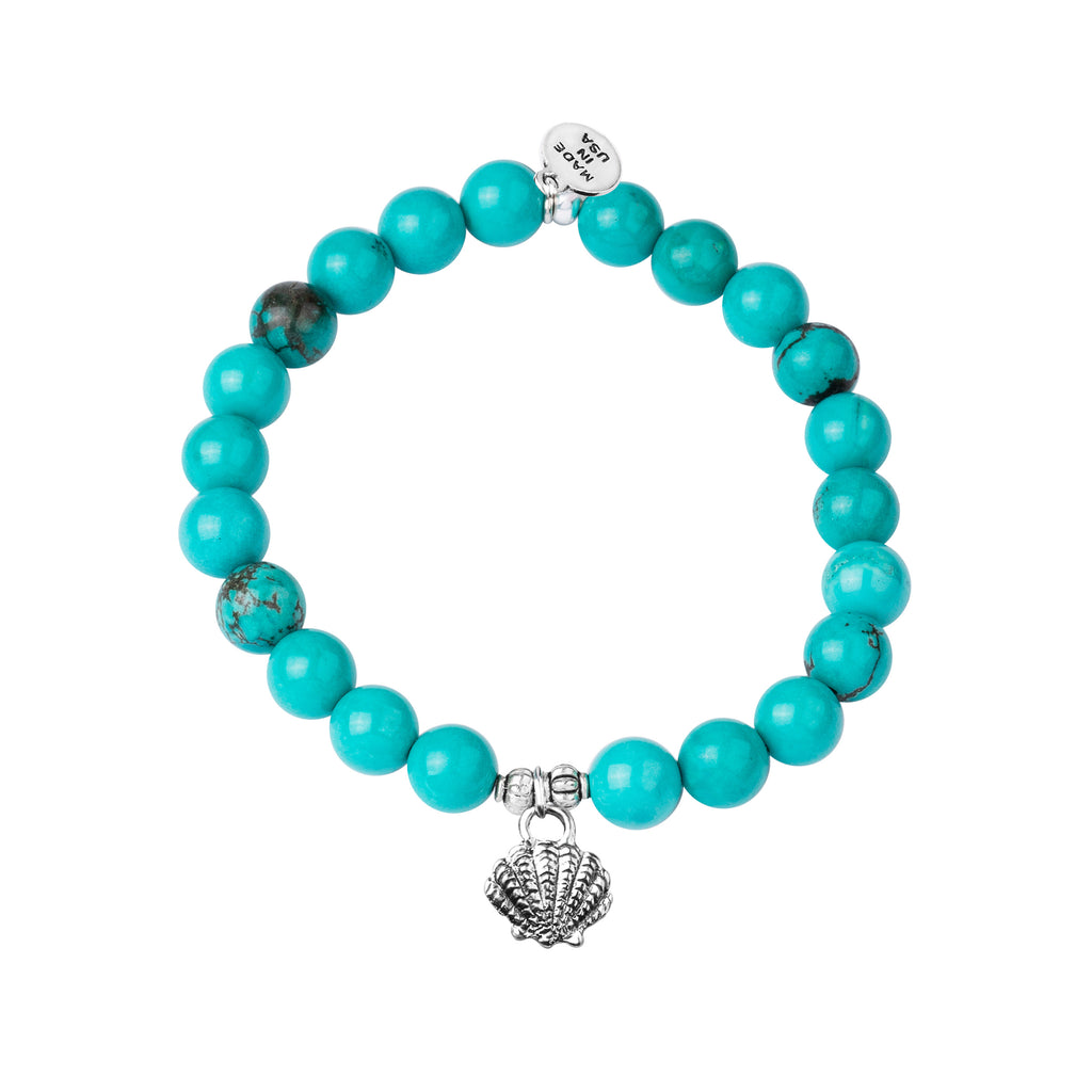 Shell | Stone Beaded Charm Bracelet | Turquoise - Protection