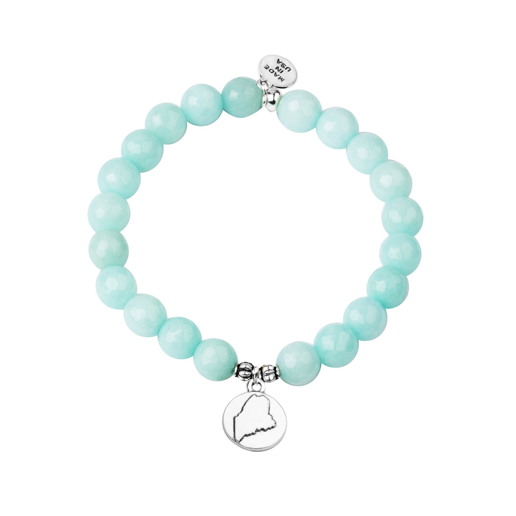 Maine | Stone Beaded Charm Bracelet | Tiffany Blue - Serenity