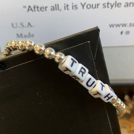Word | Silver Beaded Bracelet
