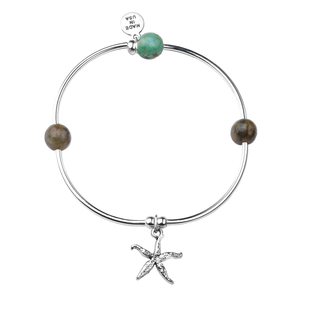 Starfish | Soft Bangle Charm Bracelet | Amazonite
