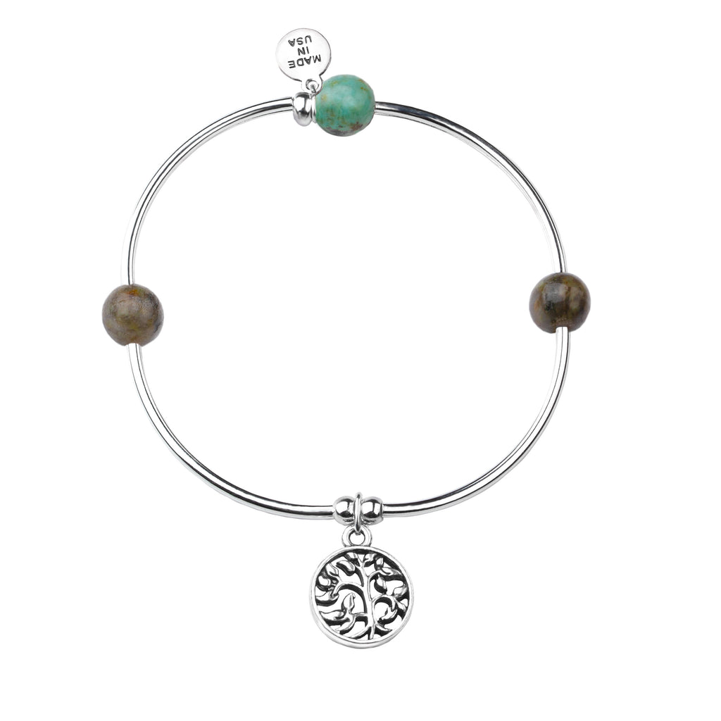 Tree of Life | Soft Bangle Charm Bracelet | African Turquoise