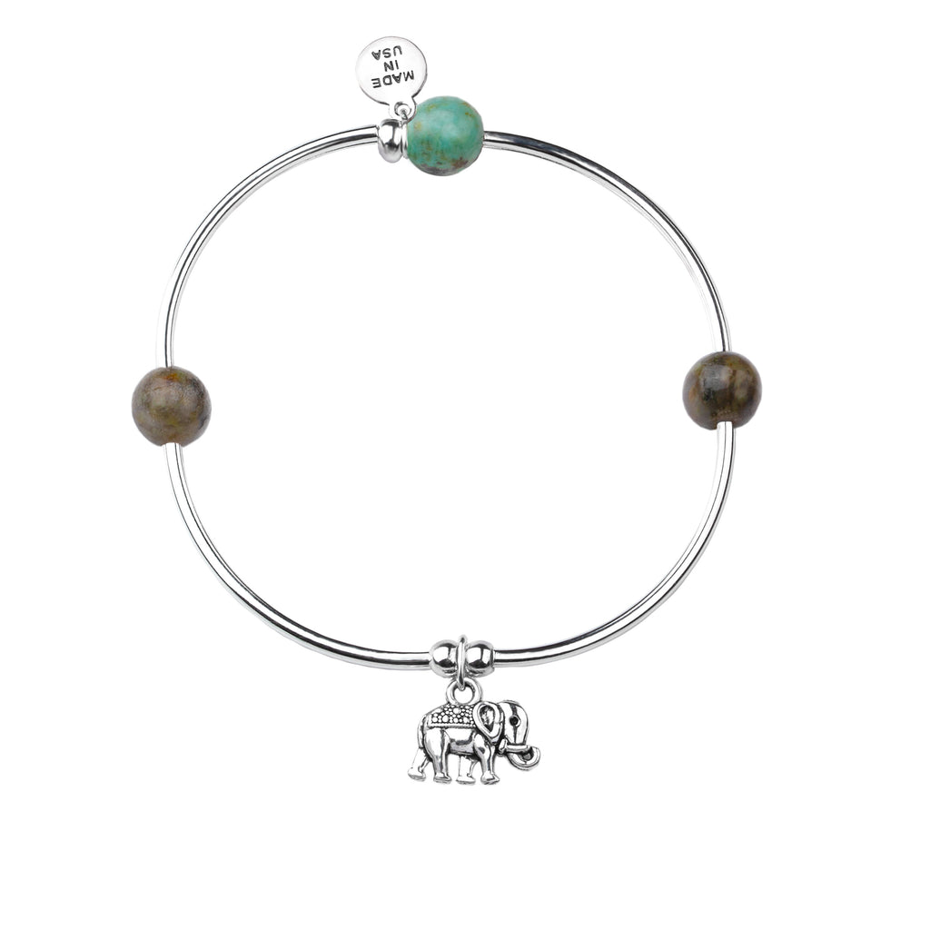 Elephant | Soft Bangle Charm Bracelet | African Turquoise