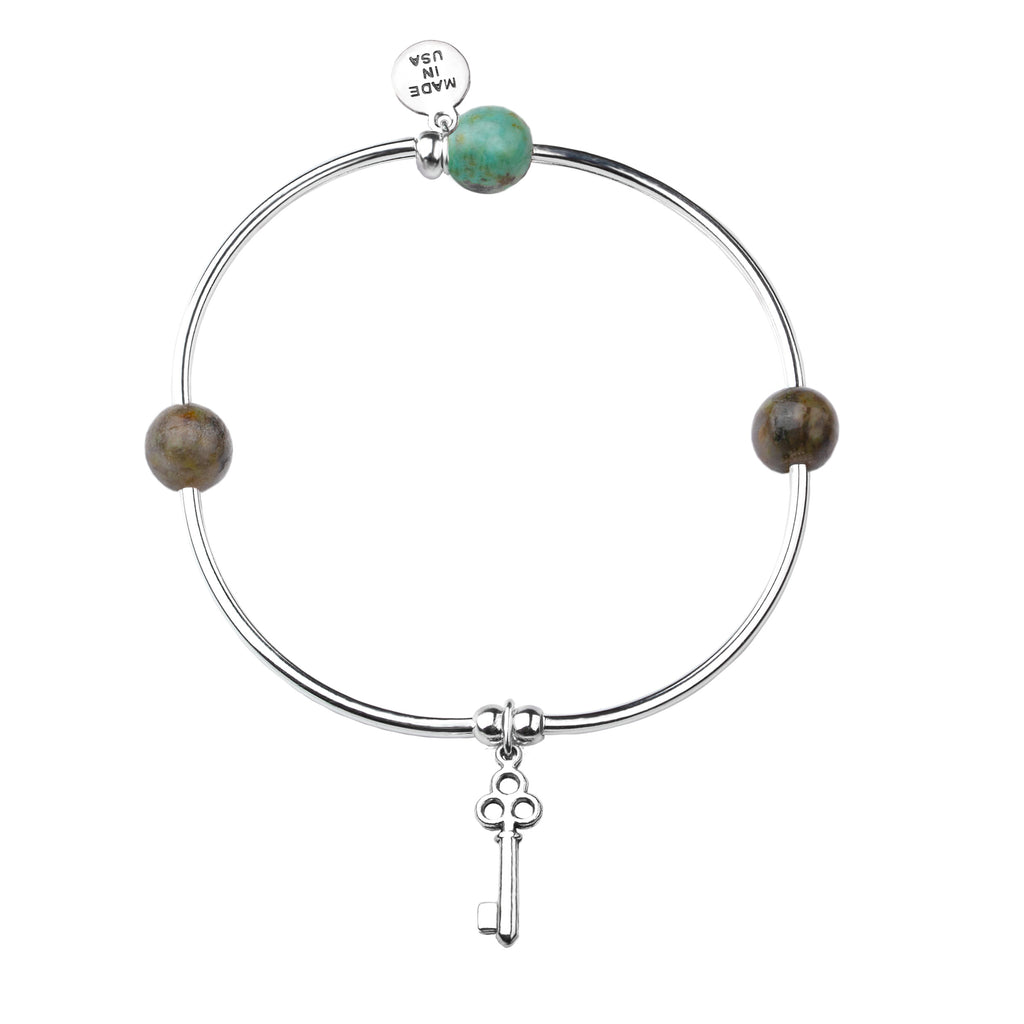 Key | Soft Bangle Charm Bracelet |  African Turquoise
